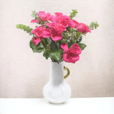 Eucalyptus Ceramic Base Chic Hot Pink Limonium Vase, Eucalyptus, Ceramic Base, Hot Pink, Limonium Vase
